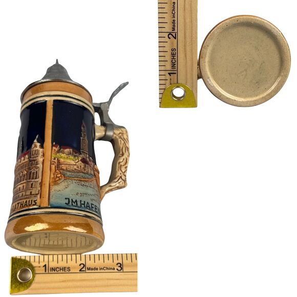 Miniature German Beer Stein JM Hafen Hamburg Rathaus Bismarck Denkm Collectibles - Picture 8 of 8